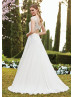 Cap Sleeve Ivory Lace Chiffon Butterfly Back Wedding Dress
